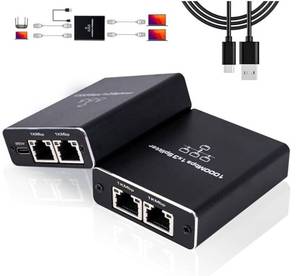 lot 44027 image: Ethernet Splitter 1 to 3 High Speed 1000Mbps, LAN with USB Power Cable, RJ45 for Cat55e678 Cable Gigabit Internet 3 Devices Simultaneously Networking