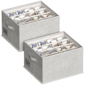 lot 44045 image: 2 Pack Shoe Organizer for Closet, Fits 16-32 Pairs Fabric Shoe Storage Bins Large Shoe Box Storage Containers with Bottom Support for Shoes Space Saving Shoes Holder (Light grey, 19.715.711.8in) - Retail $46