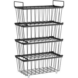 lot 44046 image: Freezer Organizer Bins - Fits 7 Cu.Ft Chest Freezer, 4 Pack Stackable Wire Baskets(14.7 Length), Heavy Duty Coated Deep Freezer Organizer, Rust Resistant for Frozen Food Sorting, Black - Retail $31