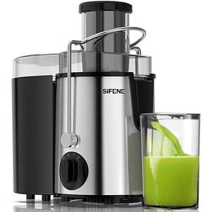 lot 44047 image: Centrifugal Juicer Machine, 800W Peak Power Juice Extractor With 3 Inch Wide Mouth Feed Chute, Compact Fruit And Vegetable Maker For Whole Produce, 3 Speed Control, Stainless Steel. MISSING PARTS & NO POWER. - Retail $37