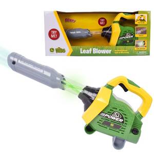 lot 44053 image: John Deere Leaf Blower Toy for Kids Pretend Construction Tool with Lights and Sounds  Blows Real Air - Retail $18