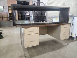lot 11510 image: Metal Office Desk and Wood Shelf