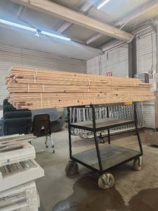 lot 11522 image: Bulk Lot W Maple Flooring Boards and Rolling Cart