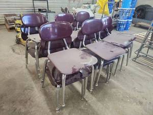 lot 11533 image: Bulk Lot of Purple Classroom Chairs with Chrome Legs