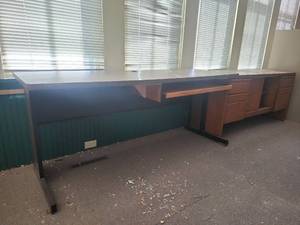 lot 16565 image: Assorted Lot W Wooden Credenza and Office Desk