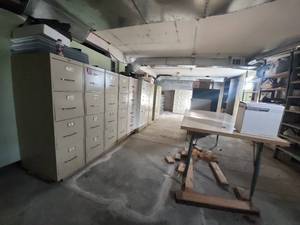 lot 16583 image: Bulk Lot of Metal File Cabinets, Table, and Misc. Items