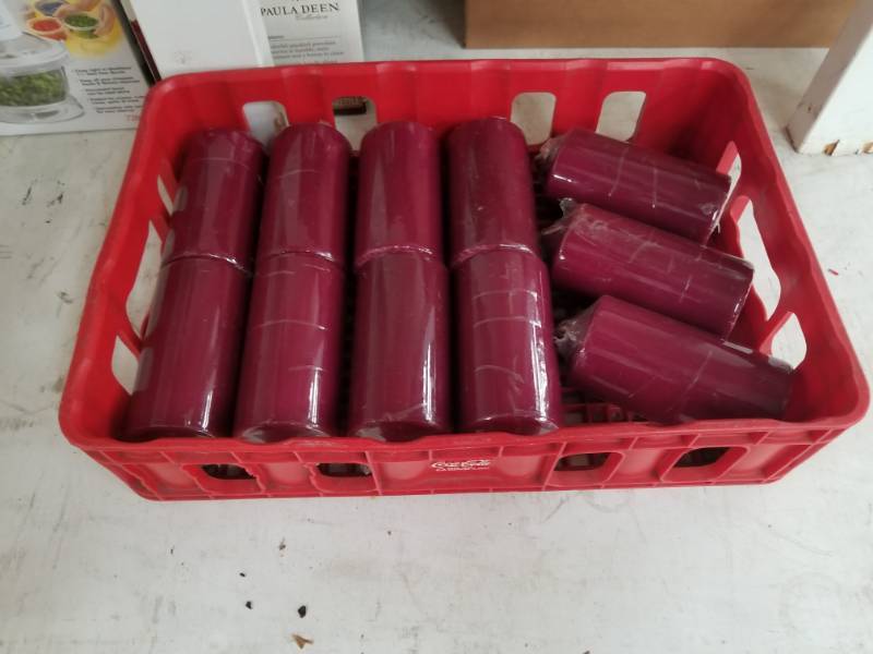 lot 5363 image: 11 Burgundy Pillar Candles