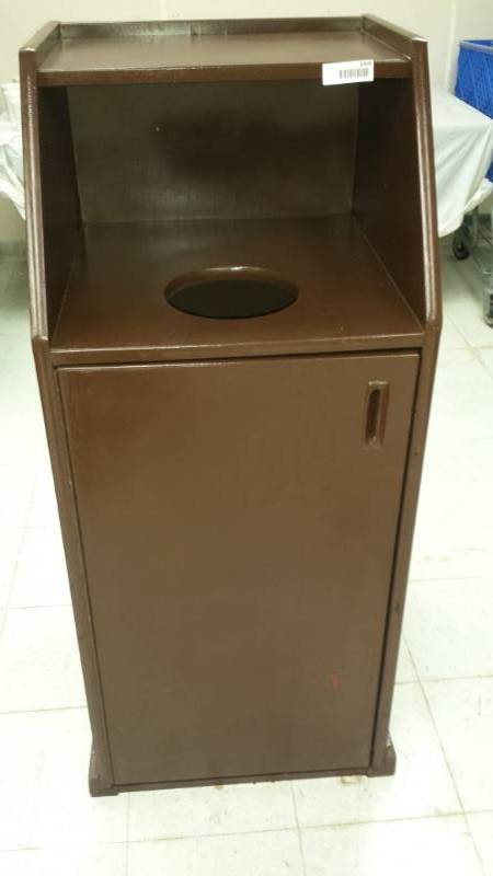 lot 5309 image: Painted Wood Trash Can Receptacle