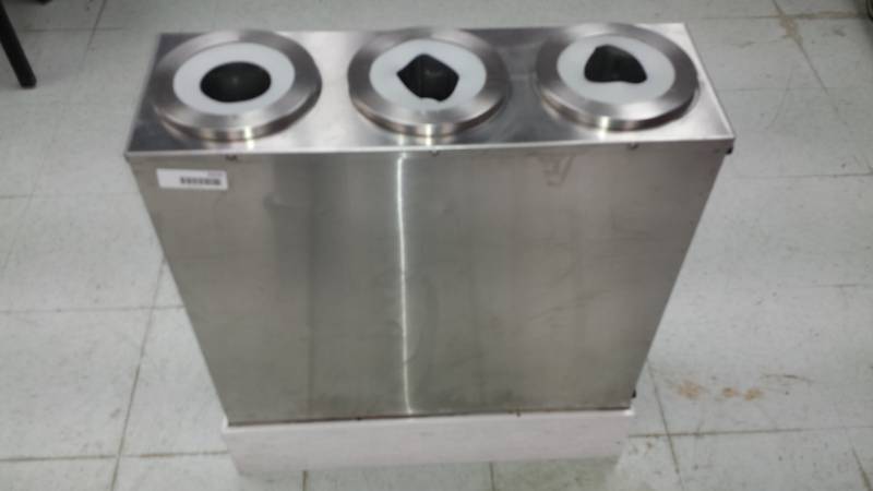 lot 5310 image: San Jamar C2803 EZ-Fit Stainless Steel Cup Dispenser 3-Slot 8-46oz Cup