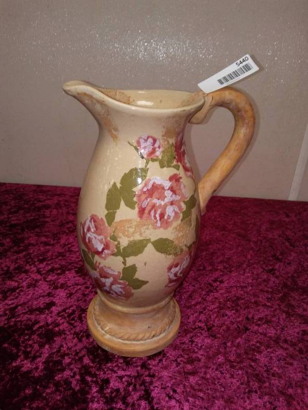 lot 5440 image: Floral painted Pitcher Decoration