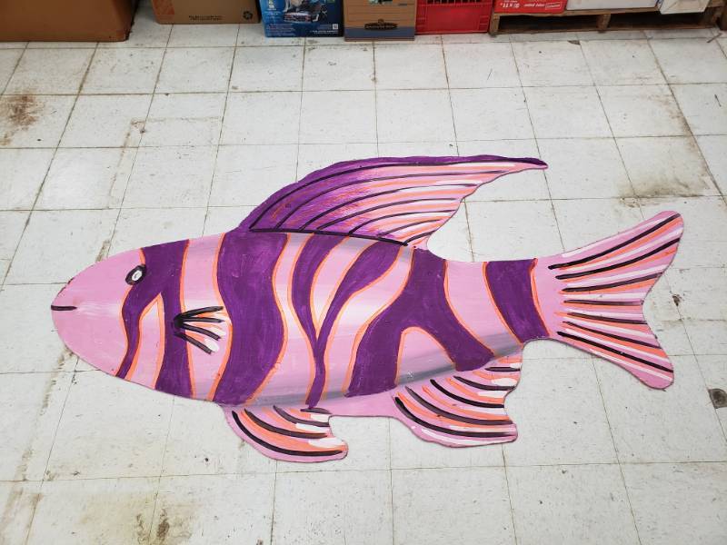 lot 5297 image: Huge Wooden Fish Wall Art