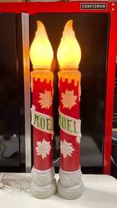 lot 1001 image: Vintage Noel candle blow mold holiday yard decor 38 in tall each