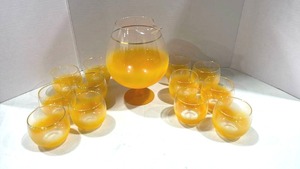 lot 1058 image: West Virginia Glass Company Blendo orange barware set