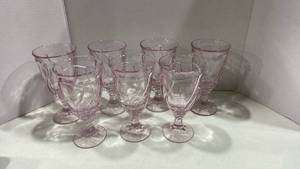 lot 1075 image: Noritake pink sweet swirl glasses