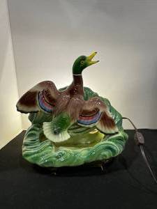 lot 1099 image: MCM Mallard duck tv lamp with built in planter 12 in tall