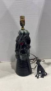 lot 1116 image: Vintage Black Double Sided Poodle Lamp and Dog Figurine