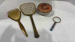 lot 1137 image: Vintage Vanity Set with Brushes and Mirrors