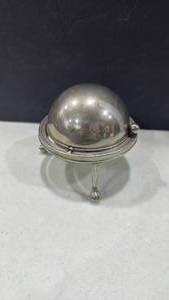 lot 1173 image: Glass and Silver Plate caviar server with roll top lid