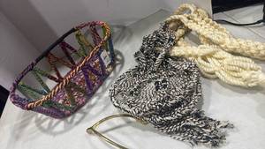lot 1179 image: Rope basket, plant hangers and more