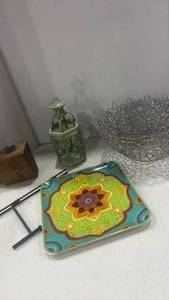 lot 1191 image: Decorative Metal Lantern, decorative plate, metal fruit bowls and more
