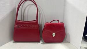 lot 1204 image: Red Leather Handbags