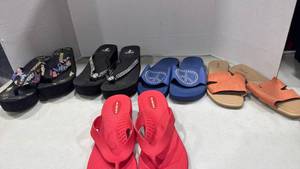 lot 1232 image: Designer Flip Flops Collection - Multiple Styles size 10