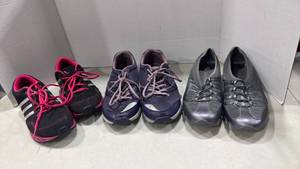 lot 1233 image: Womens Athletic Walking Shoes Bundle - 3 Pairs adidas and more size 10