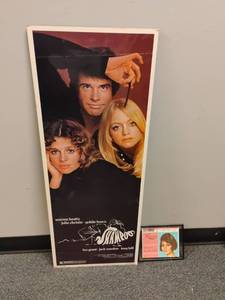 lot 1806 image: Wall Decor.  Vintage Movie Poster on Board. Movie is Shampoo also framed is Lorraine Hair Nets Ad.   Poster is 36 x 14
