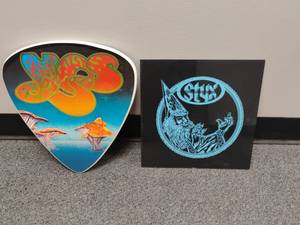 lot 1815 image: Wall Decor.  Yes and Styx Rock Band Wall Art from the 1970s Era
