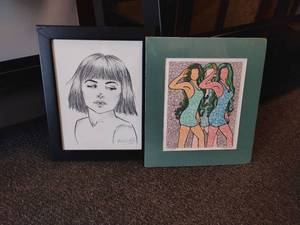 lot 1822 image: Wall Decor.  Pencil Drawing signed and dated.  The other is signed and dated NOT framed.