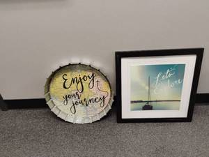 lot 1826 image: Wall Decor.  One looks like soda pop cap.  16 in. diameter