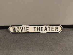lot 1834 image: Wall Decor.  Wooden Movie Theater Sign.  6 x 37