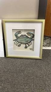 lot 1836 image: Framed crab wall decor 14 x 14 in