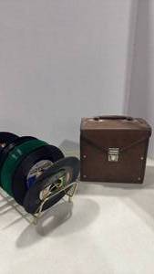lot 2001 image: Records in case with wire rack holder
