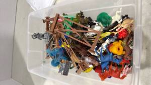lot 2066 image: Sterilite container Small animal plastic toys and more