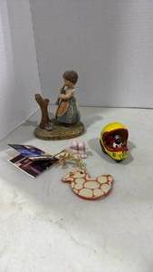 lot 2076 image: Handmade folk art Coco Taxi figurine and more