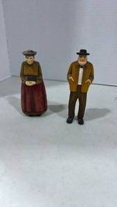 lot 2078 image: Hand carved wooden figurines 5 inches tall