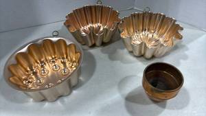 lot 2112 image: Swedish Metal Floral Candle Sconces Set and Small Copper Cup