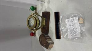 lot 2118 image: Brass gimbal-mounted nautical compass, and more