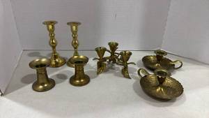 lot 2152 image: Brass candle stick holders