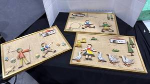 lot 2230 image: Framed, hand-carved wooden folk art scene, possibly German or Scandinavian10x15