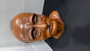 lot 2236 image: Clay sculpture of man head 10.5 in tall
