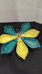 lot 2247 image: Mid Century Glidden Pottery Lazy Daisy Snack Server by Ernest Sohn missing one dish