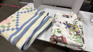 lot 2310 image: Twin quilt (needs cleaned) and crib blanket