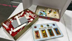 lot 2317 image: Legos, Space Bug and bird games