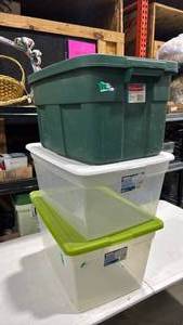 lot 2337 image: Three Storage Bins with Lids