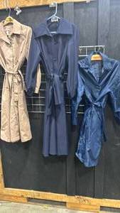 lot 2401 image: Three Vintage womens Trench Coats Sizes 10-14