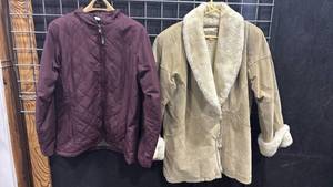 lot 2404 image: Tan Leather Plush Lined Winter Coat M and Stitch L Jacket