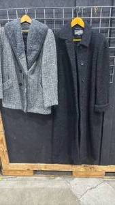 lot 2408 image: Herringbone Wool Coat and Bromley size 8 Long Wool Coat