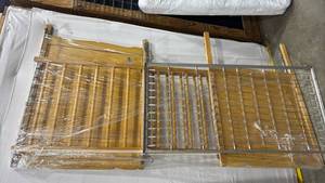 lot 2415 image: Storkline Vintage Baby Bed  Wood and Metal Frame with Mattress